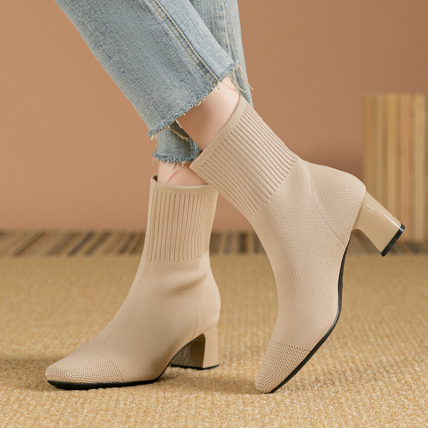Elastic Knitted Sock Boots