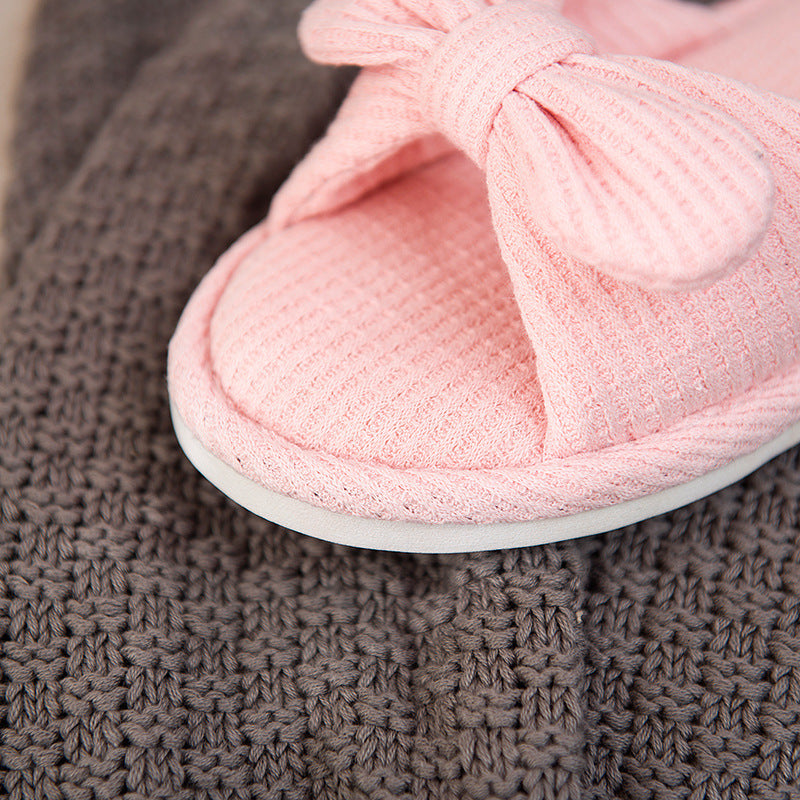Couple Striped Linen Slippers