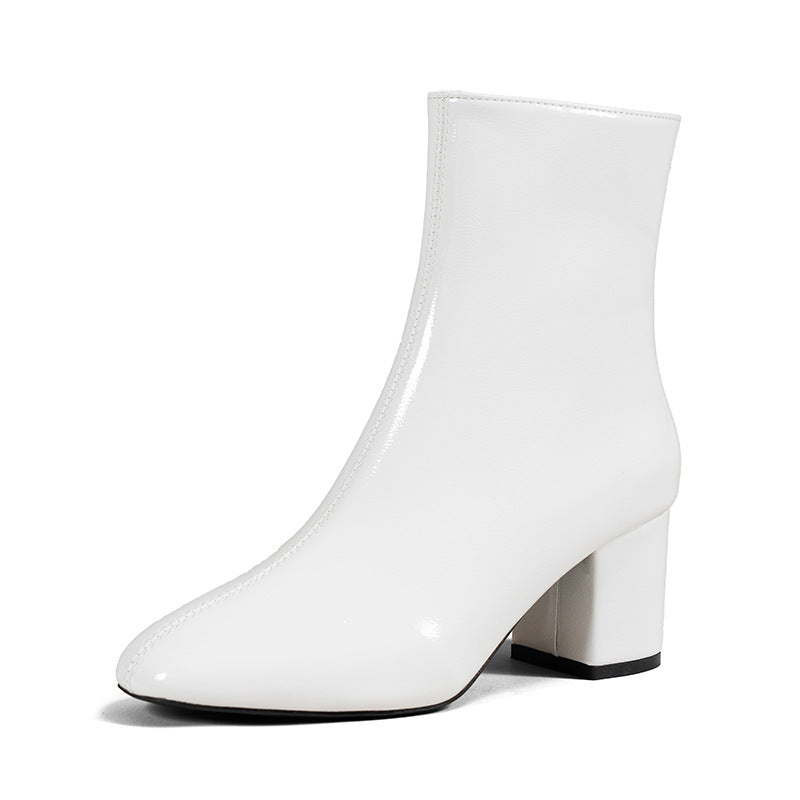 Side Zipper Square Toe Boots