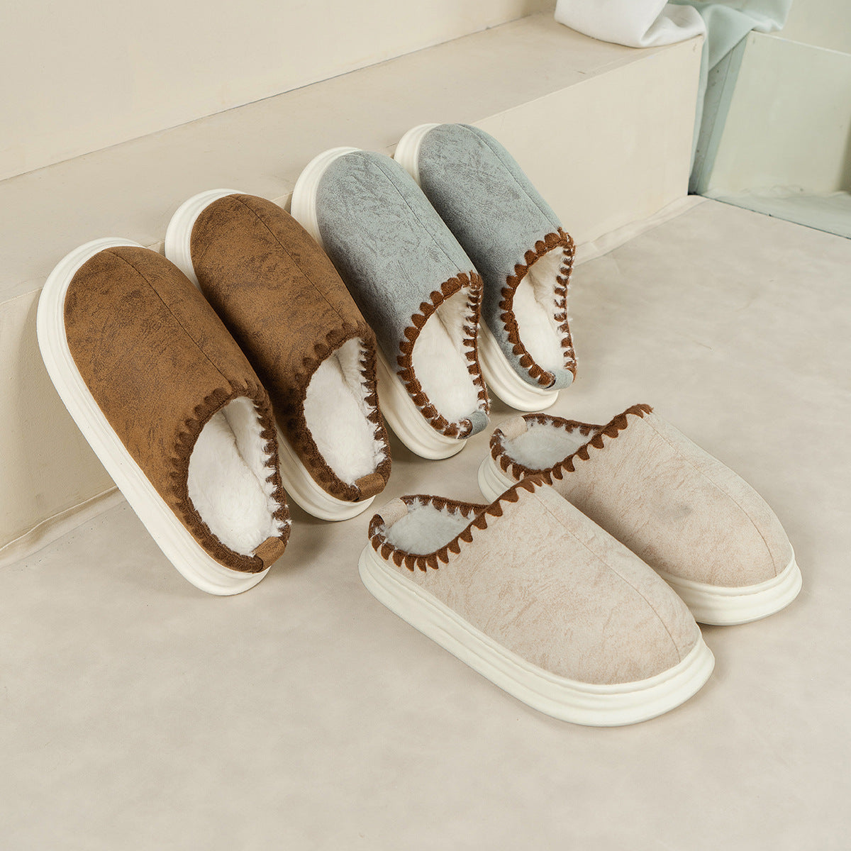 Cozy Sewing-Side Plush Slippers