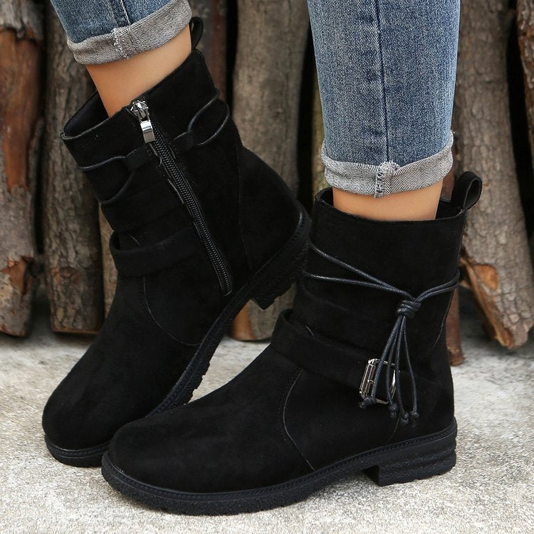 Buckle Square Heel Boots