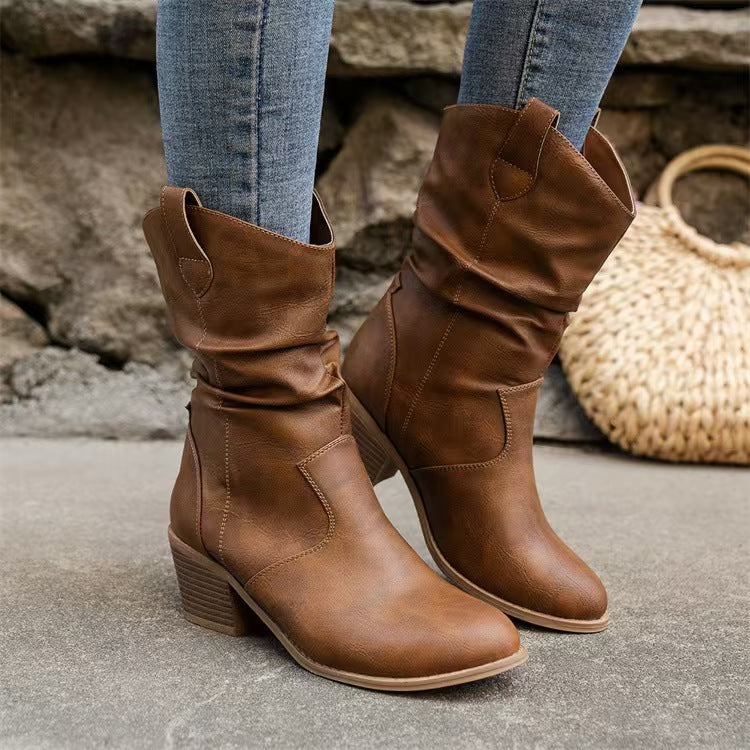 Western Denim Retro Boots