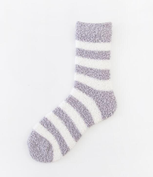 Coral Fleece Stripe Tube Socks