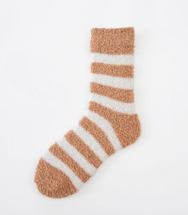 Coral Fleece Stripe Tube Socks