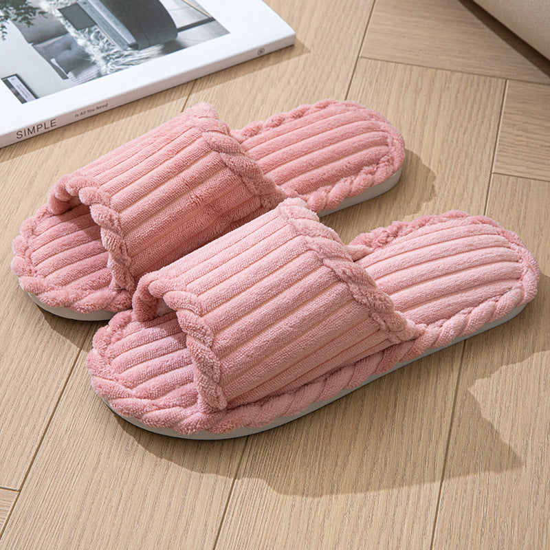 Corduroy Open Toe Slippers