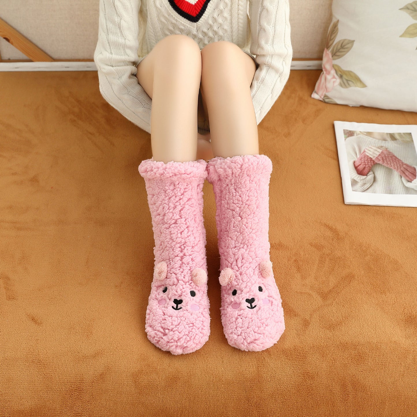 Warm Velvet Christmas Floor Socks