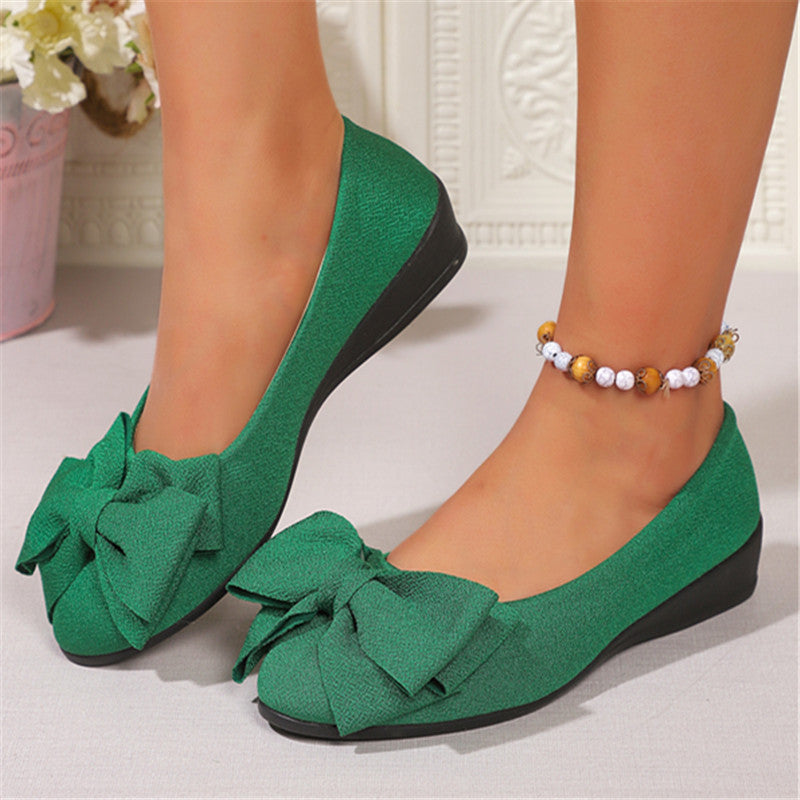 Bowknot Round Toe Slip-On Loafers