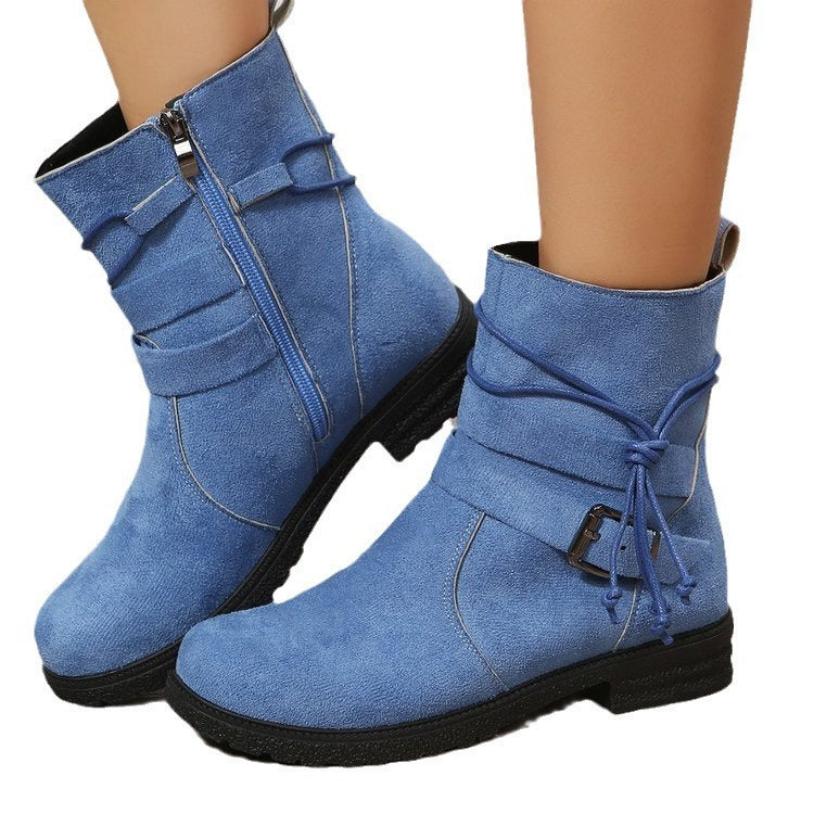 Buckle Square Heel Boots