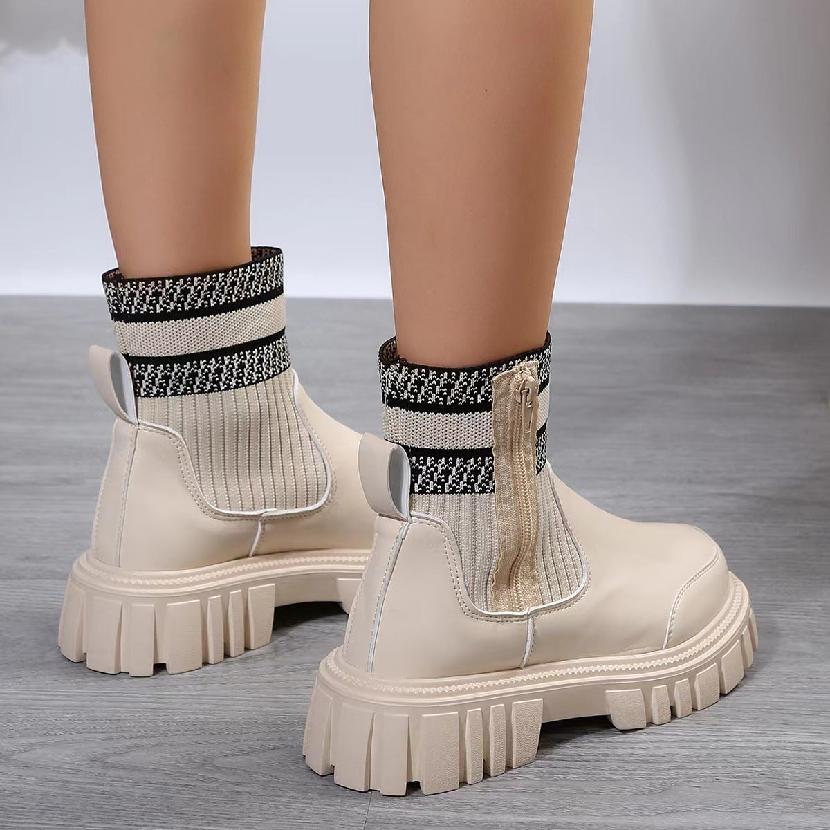 Zipper Design Mid-Tube Boots