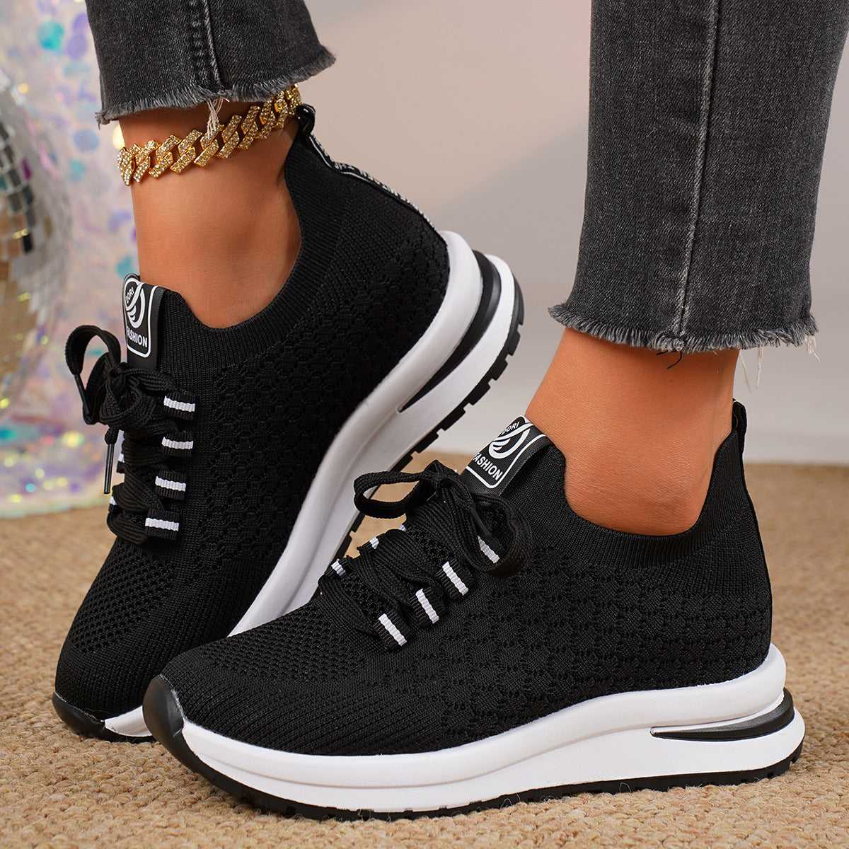 Plus Size Platform Mesh Sneakers