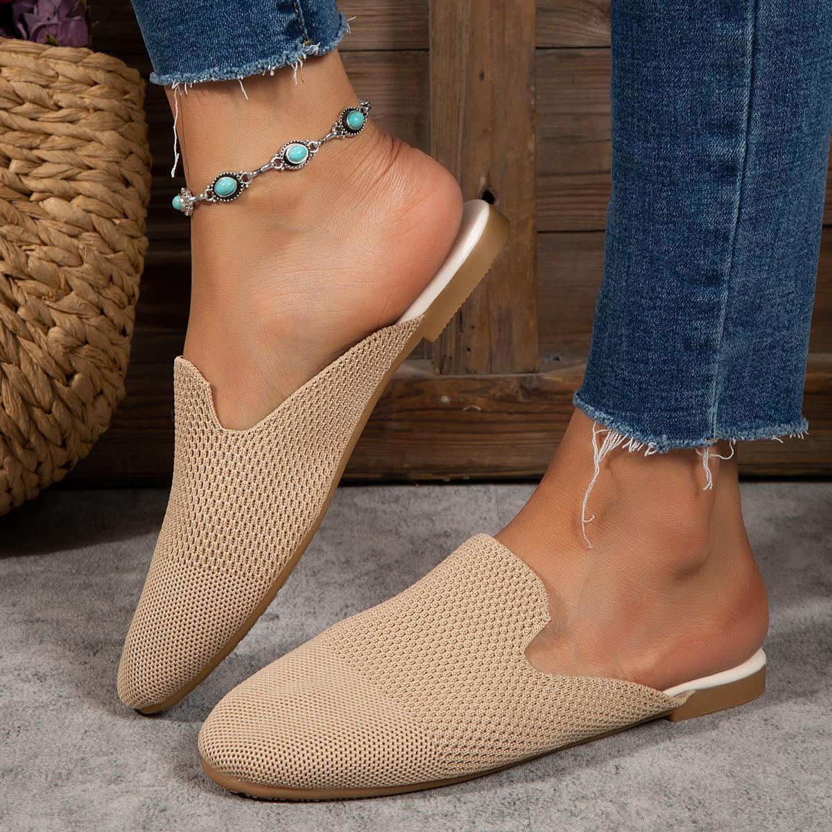 Mesh Round Toe Slip-On Sandals