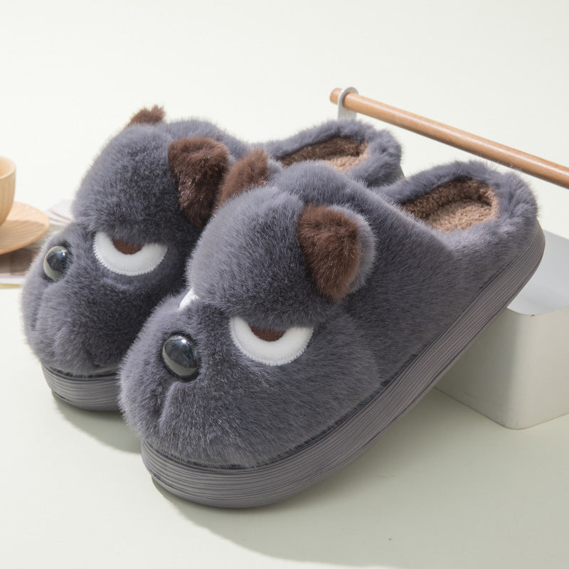 Cute Puppy Platform Cotton Slippers
