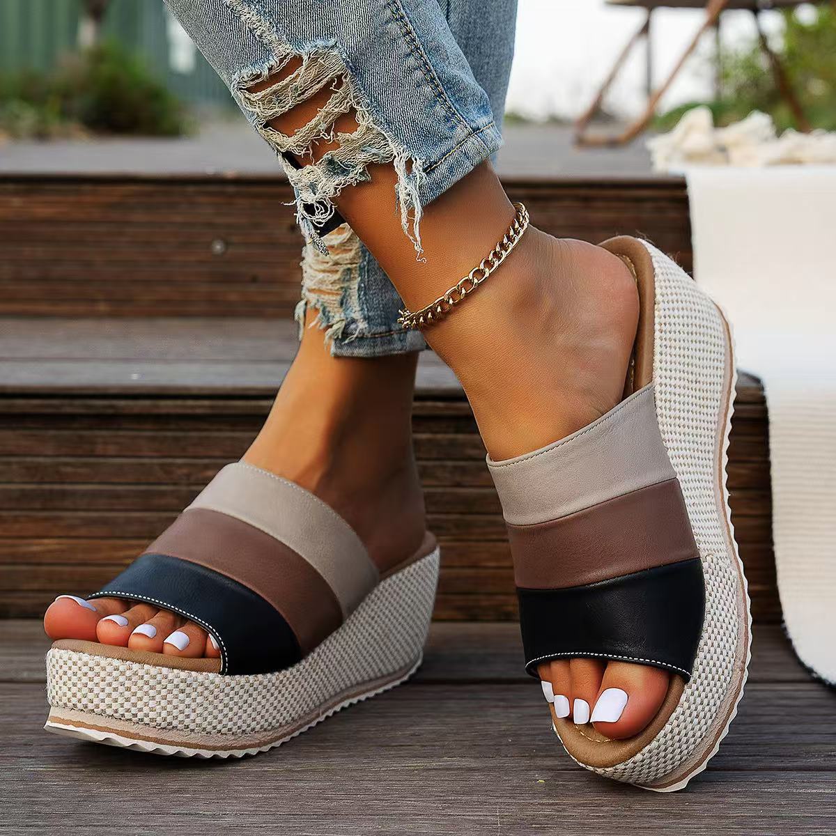 Ankle-Strap Platform Wedge Sandals