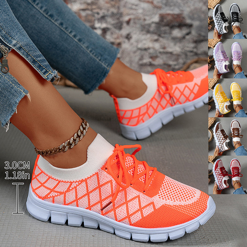 Colorblock Plaid Flyknit Sneakers