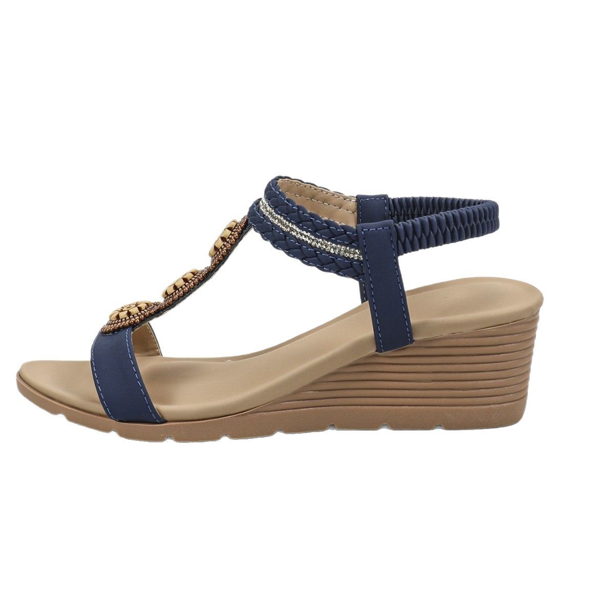 Retro Beaded Wedge Sandals