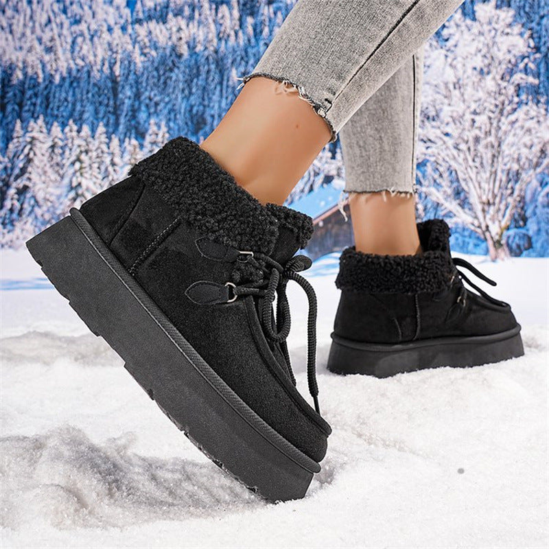 Fleece-Lined Thick Bottom Snow Boots