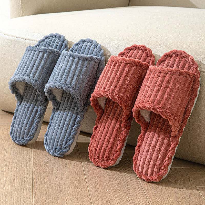 Corduroy Open Toe Slippers