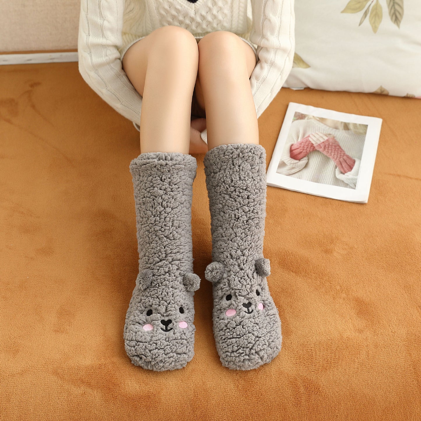 Warm Velvet Christmas Floor Socks