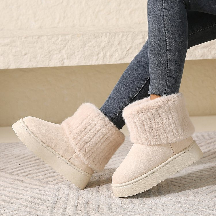 Plush Mid-Tube Snow Boots