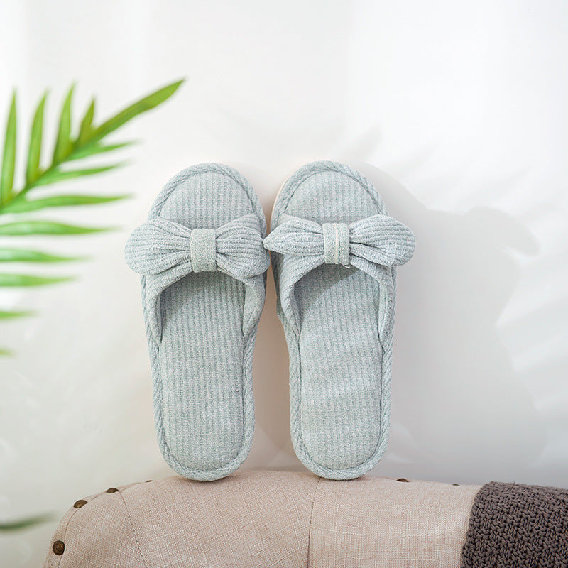 Couple Striped Linen Slippers