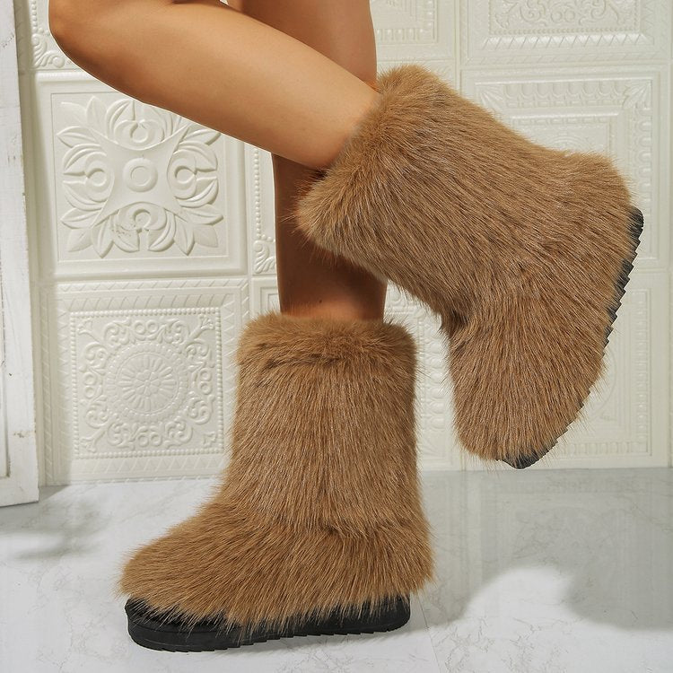 Long Plush Winter Snow Boots
