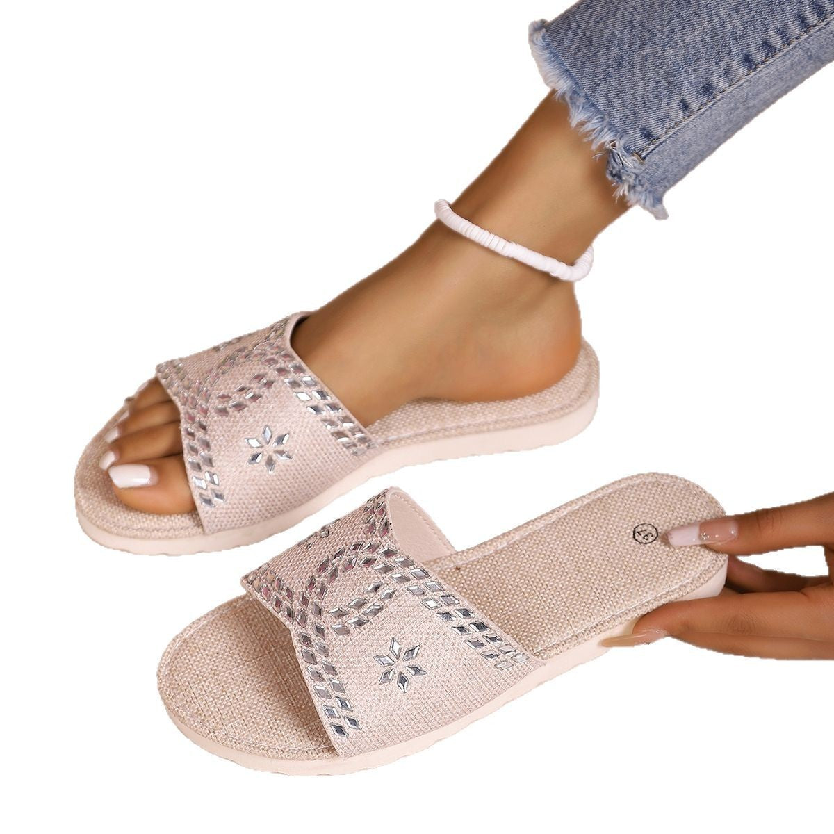 Plus Size Rhinestone Platform Sandals