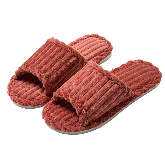 Corduroy Open Toe Slippers