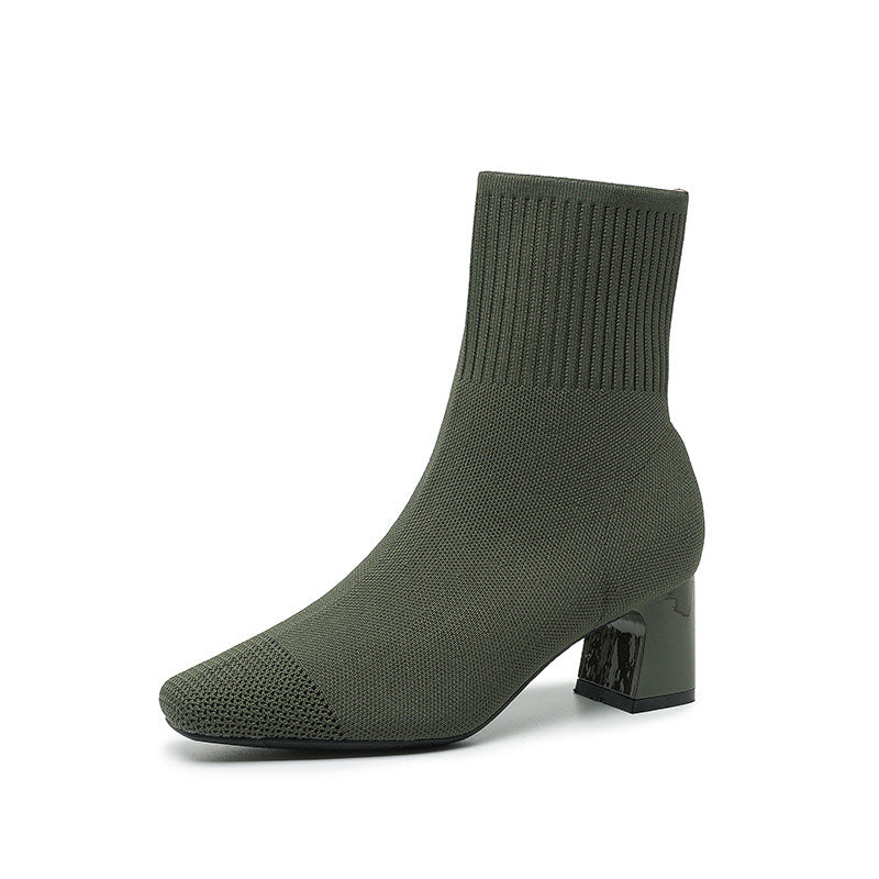Elastic Knitted Sock Boots