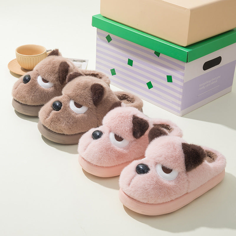 Cute Puppy Platform Cotton Slippers