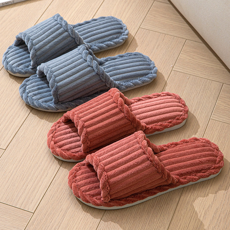 Corduroy Open Toe Slippers