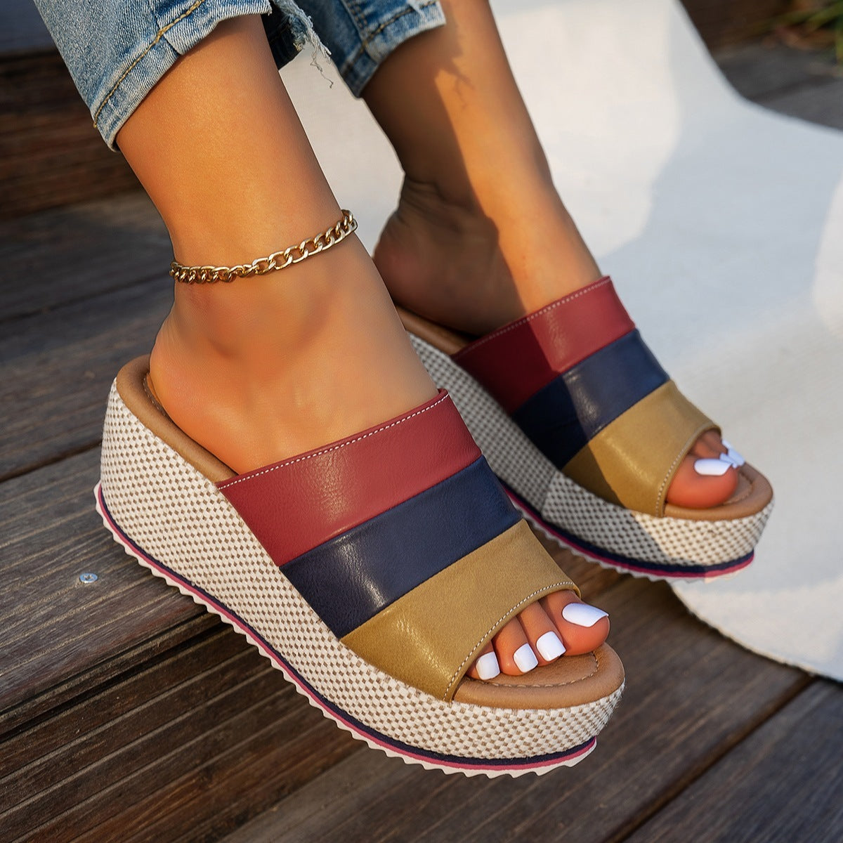 Ankle-Strap Platform Wedge Sandals