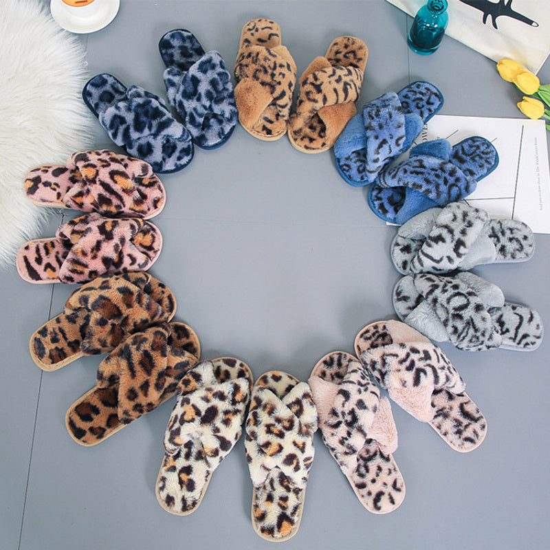 Leopard Print Fuzzy Slippers