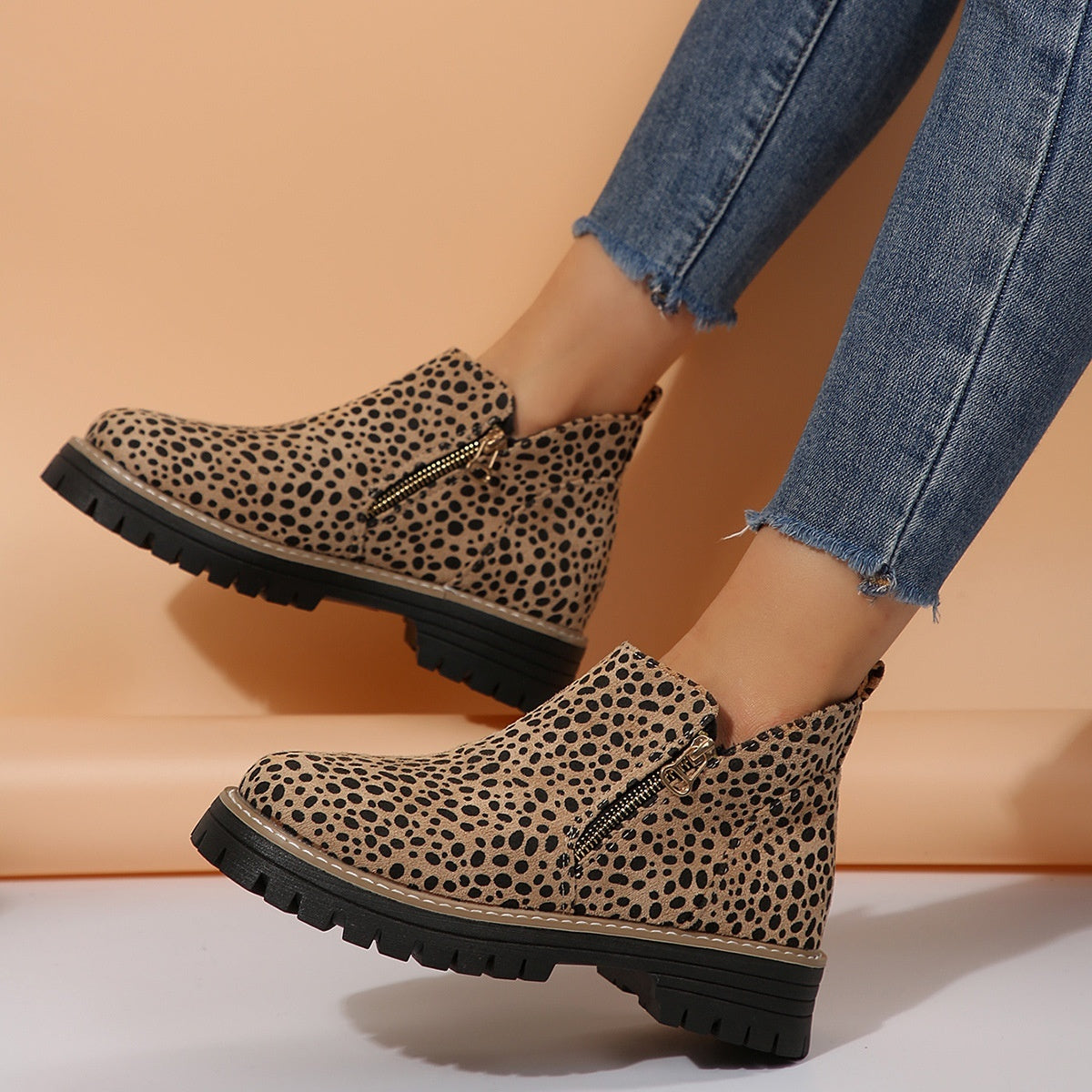 Side Zipper Suede Ankle Boots