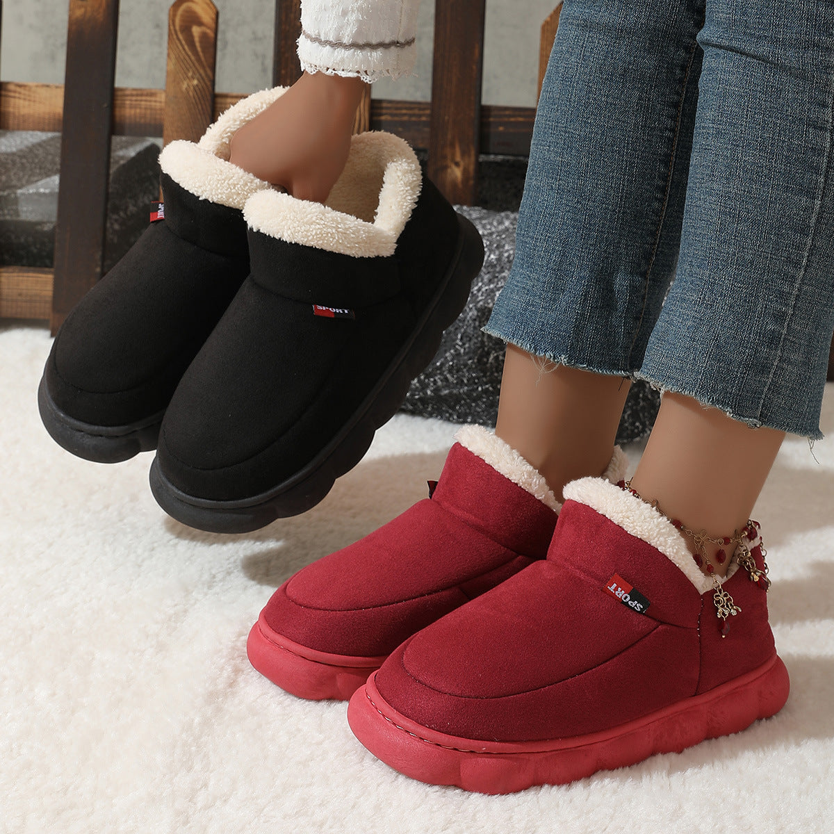 Plush Suede Winter House Shoes