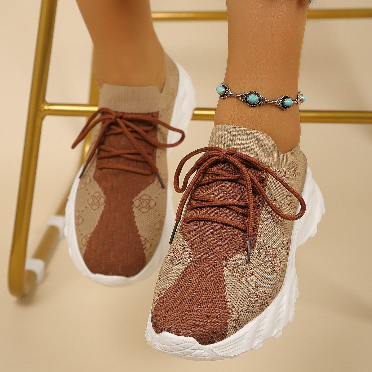 Floral Colorblock Mesh Sneakers
