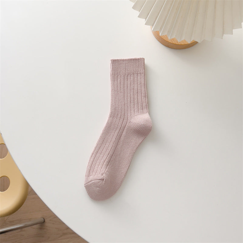 Thick Cotton Pink Bunching Socks