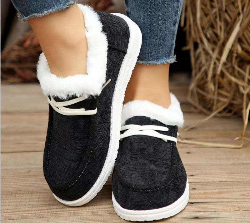Fleece-lined Flat Heel Boots