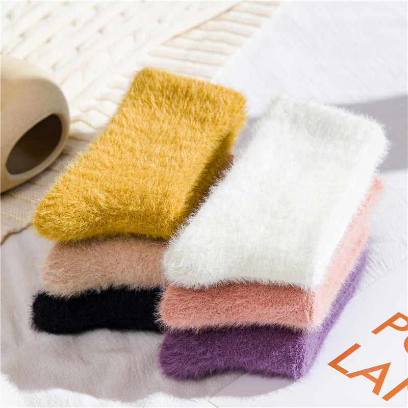 Thickened Mink Fur Mid-Calf Socks