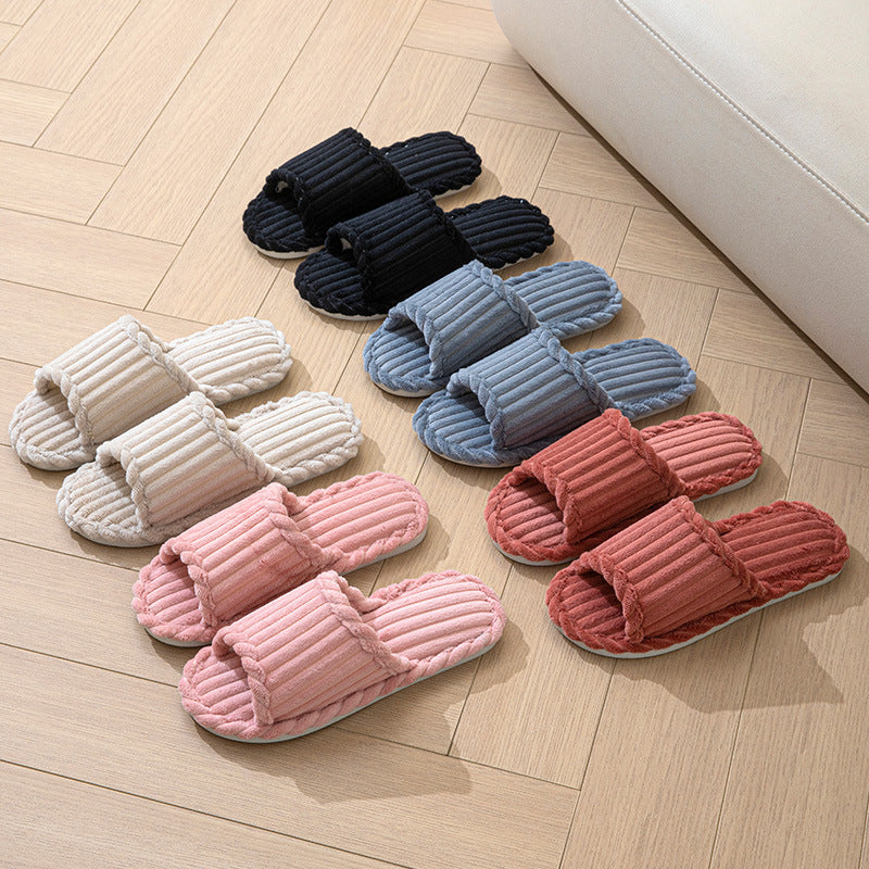 Corduroy Open Toe Slippers