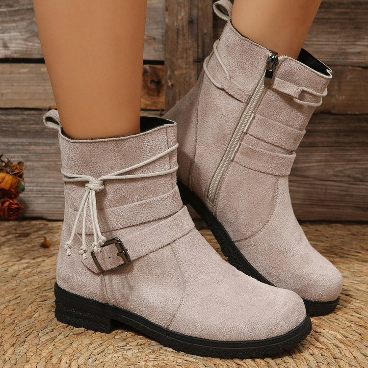 Buckle Square Heel Boots