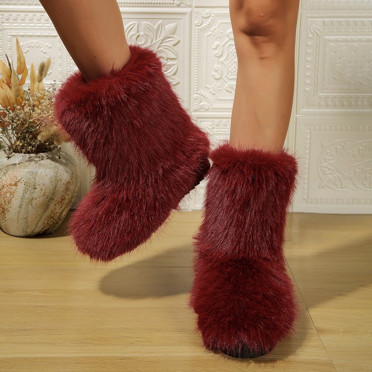 Long Plush Winter Snow Boots
