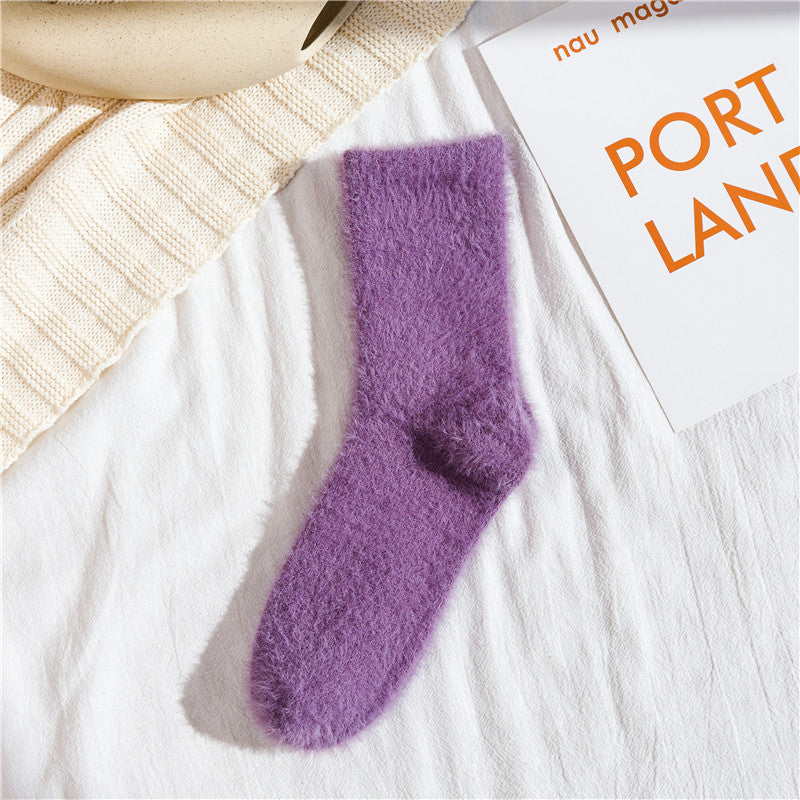 Thickened Mink Fur Mid-Calf Socks