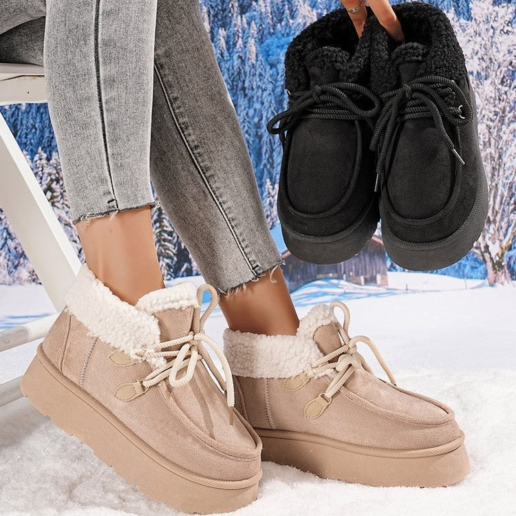 Fleece-Lined Thick Bottom Snow Boots