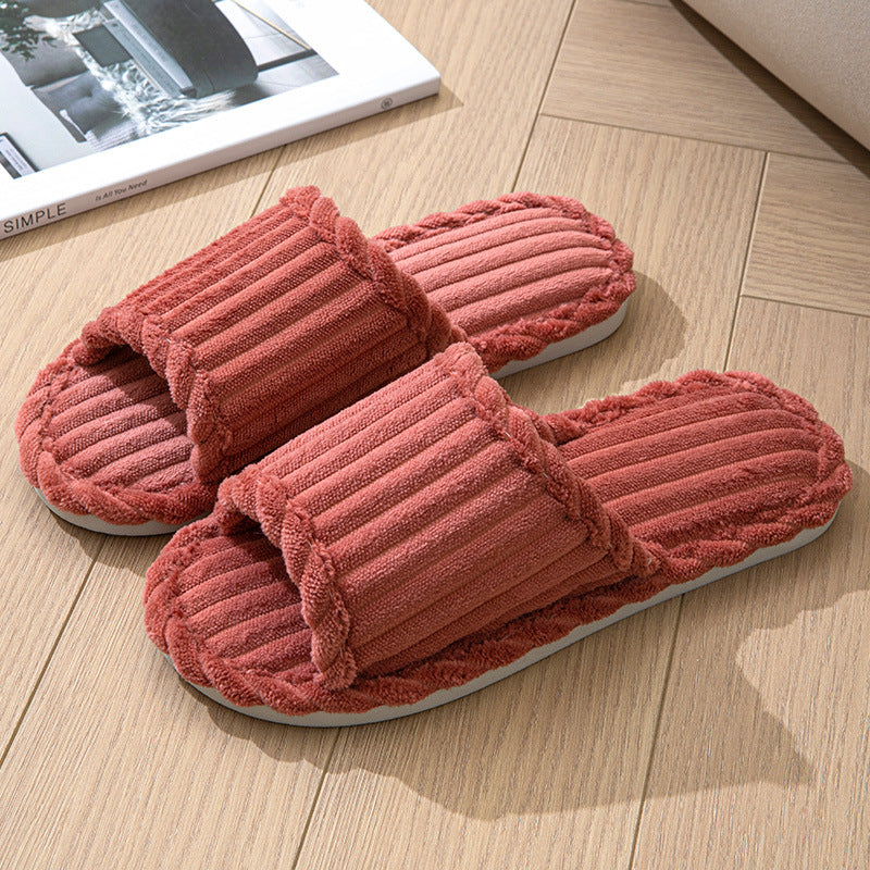 Corduroy Open Toe Slippers