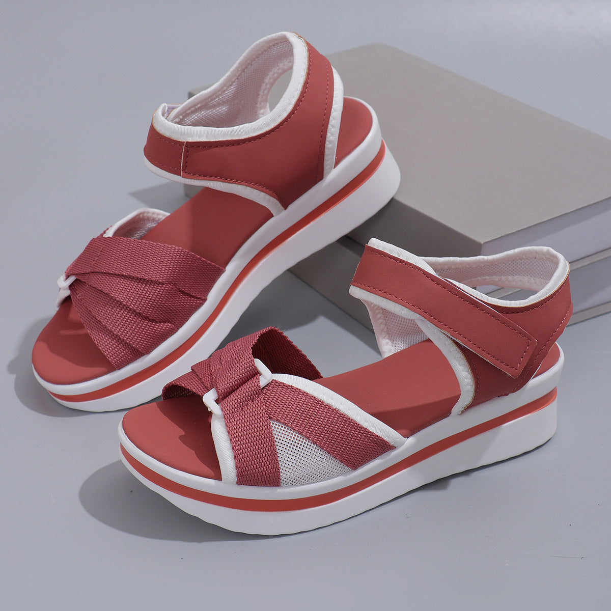Mesh Cross-Strap Velcro Sandals