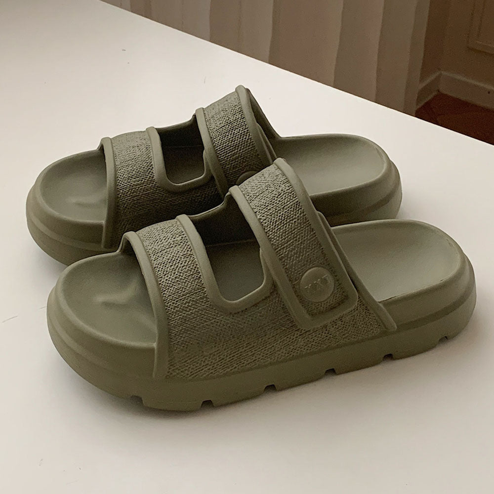 Double-Strapped Platform Beach Slippers