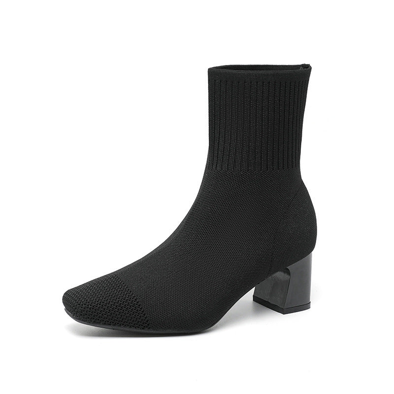 Elastic Knitted Sock Boots