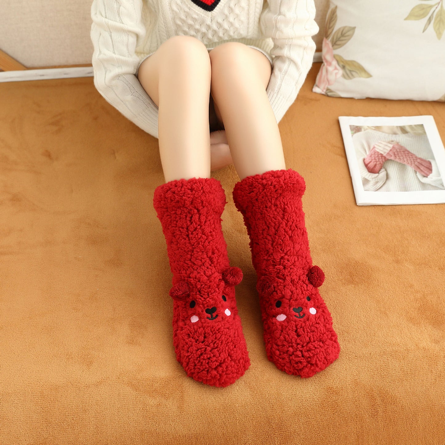 Warm Velvet Christmas Floor Socks