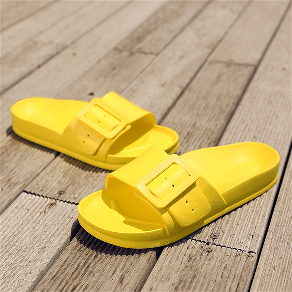 Solid Buckle Non-Slip Slippers