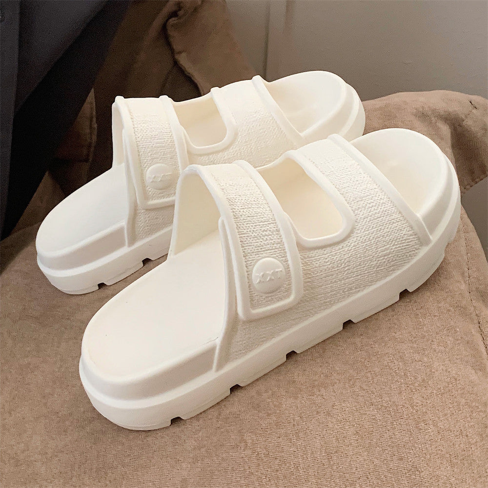 Double-Strapped Platform Beach Slippers